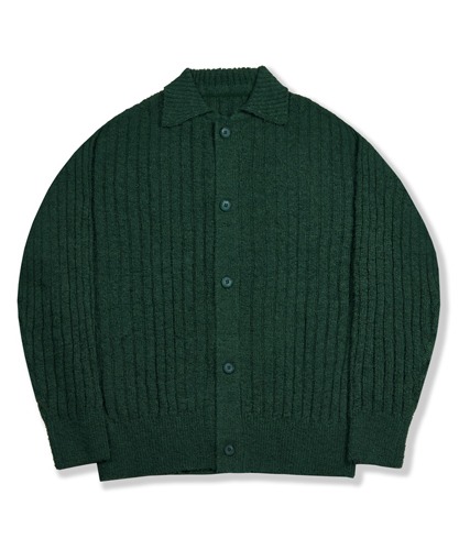 [퍼렌] 23SPRING tail yarn collar cardigan moss green