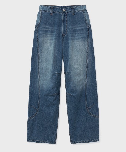 [노운]  curved denim pants (blue)