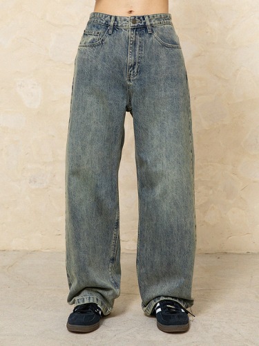 [비긴202] Wide Semi Flare Denim Pants [Vintage Blue]