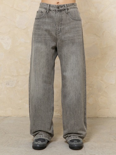 [비긴202] Wide Semi Flare Denim Pants [Vintage Grey]